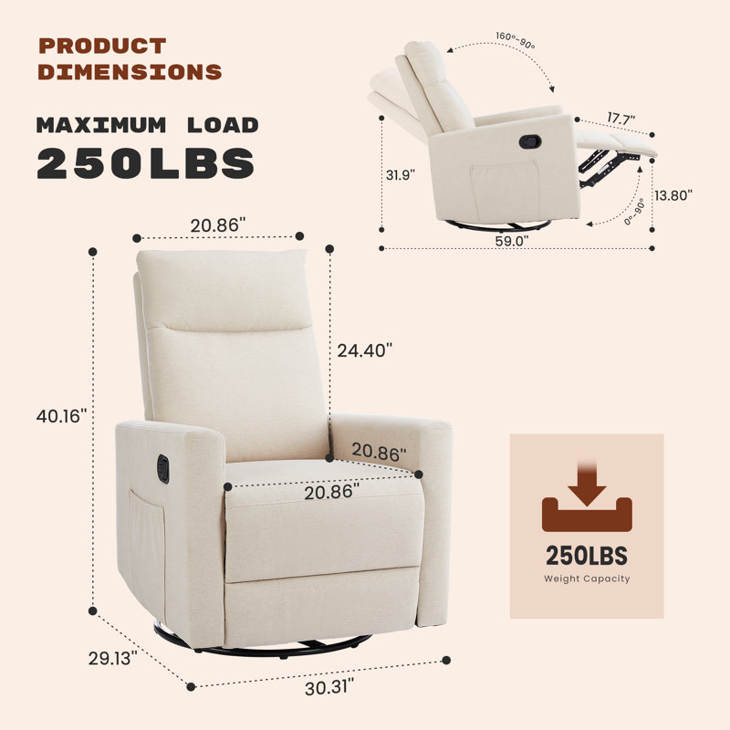 Ensemble de fauteuils inclinables et berçants 2 pièces, Beige