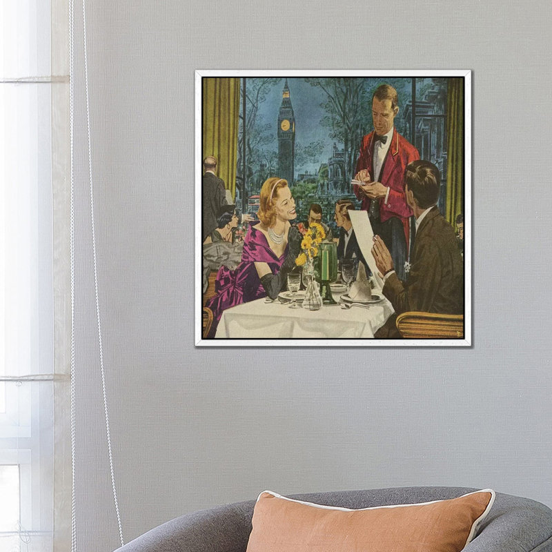 1950s Pan Am Magazine Advert 1 Piece Wall Art on Canvas, 45.72 cm H x 45.72 cm W, White Framed