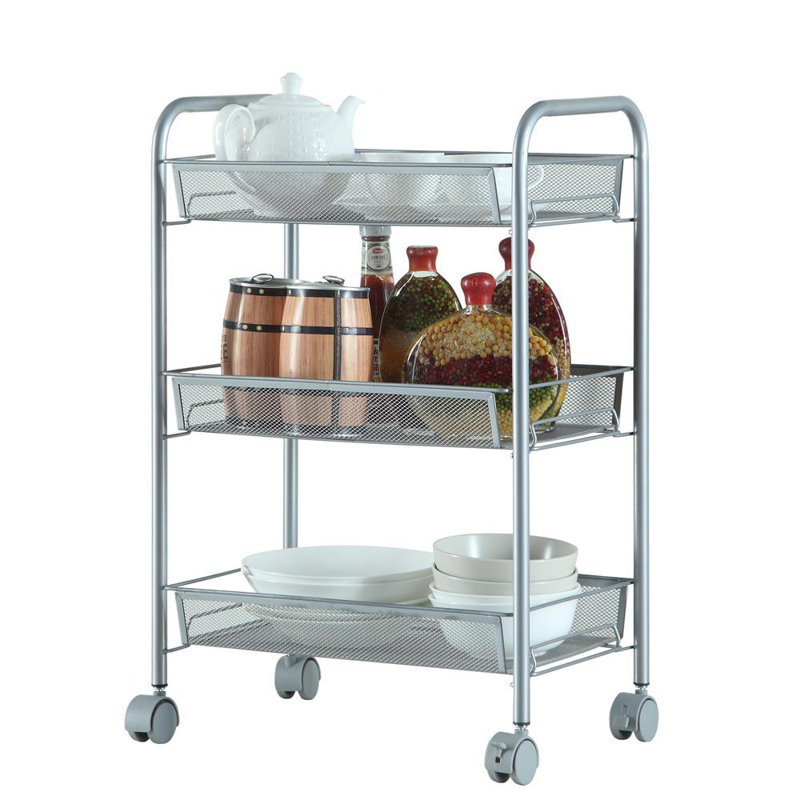 24.41'' H x 10.24'' W Utility Cart with Wheels, Silver