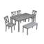 Ensemble de salle à manger de cuisine 6 pièces, table de salle à manger rectangulaire en bois avec 4 chaises rembourrées et un banc, ensemble de table de salle à manger pour 6 personnes, salon, bar et cuisine-575953226-575953224