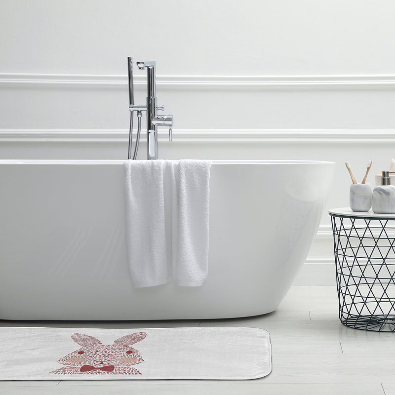 Tapis de bain Brahma, L 17 po x L 24 po, Rouge / rose