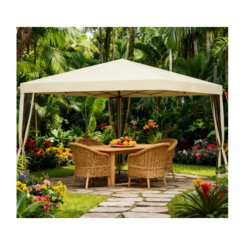 Screen House Room,Pop Up Canopy Tent With Netting,Instant Gazebo,With Carry Bag,Height Adjustable, Beige