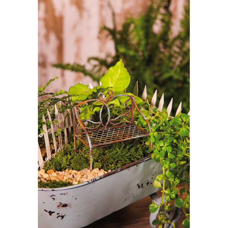 Mini banc de jardin papillon en métal