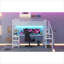 Lit mezzanine pleine grandeur peu encombrant, structure en métal blanc doux avec garde-robe intégrée et bureau en forme de L, idéal pour les adolescents et les chambres d'adultes-129424846-129424847