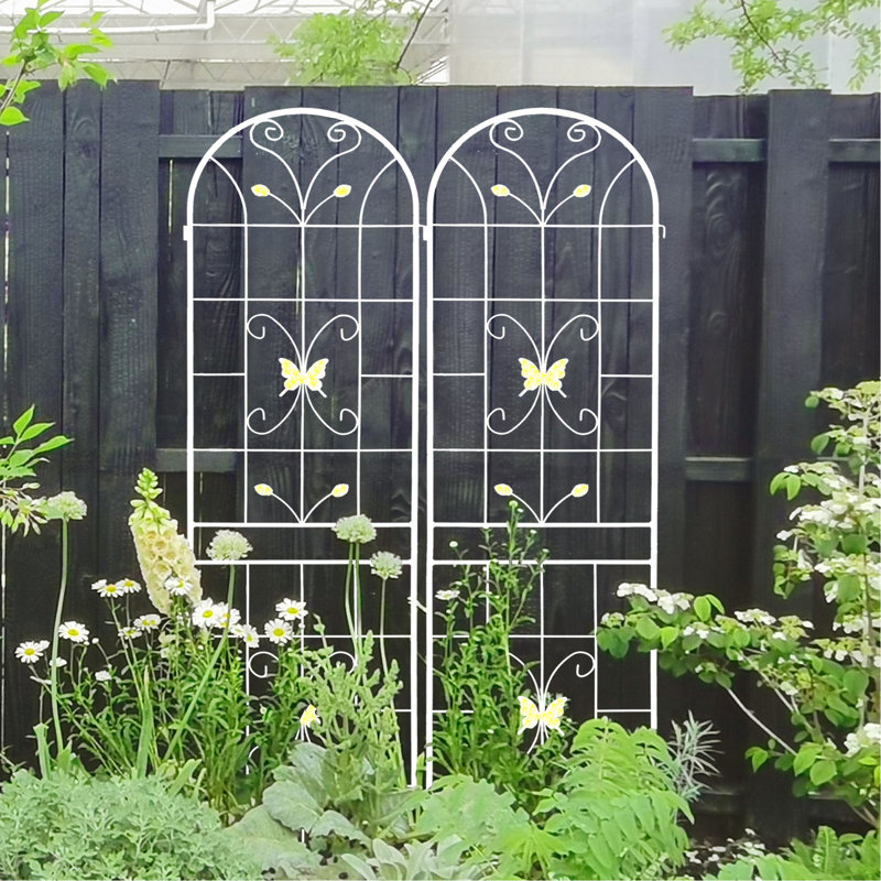 Cream White Metal Garden Trellis 4 Pack 86.7" X 19.7" Rustproof For Themes Gardens