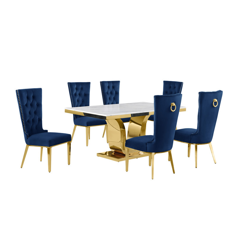 7 pièces Ensemble repas, Bleu marine, Ensemble repas 7 pièces