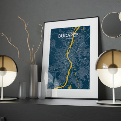 Budapest City Map In Amuse - No Frame Print