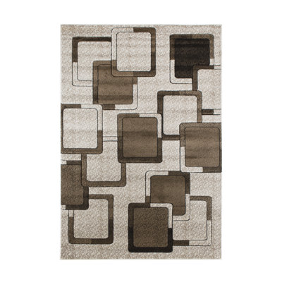 Tapis brun à motif géométrique Adonia