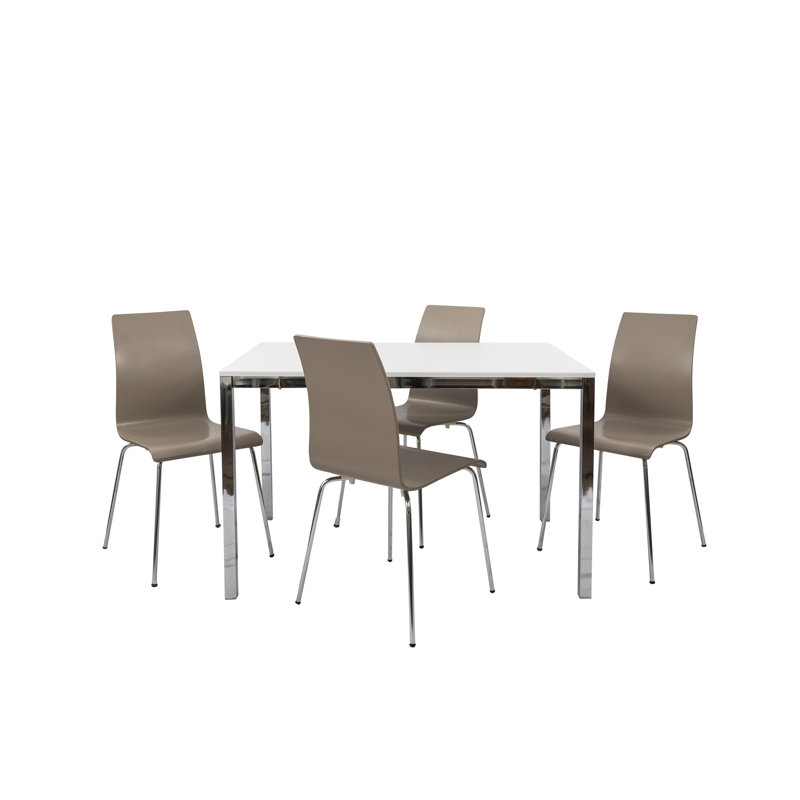 4 - Person Four Leg Dining Set, Gray/Chrome, Chrome