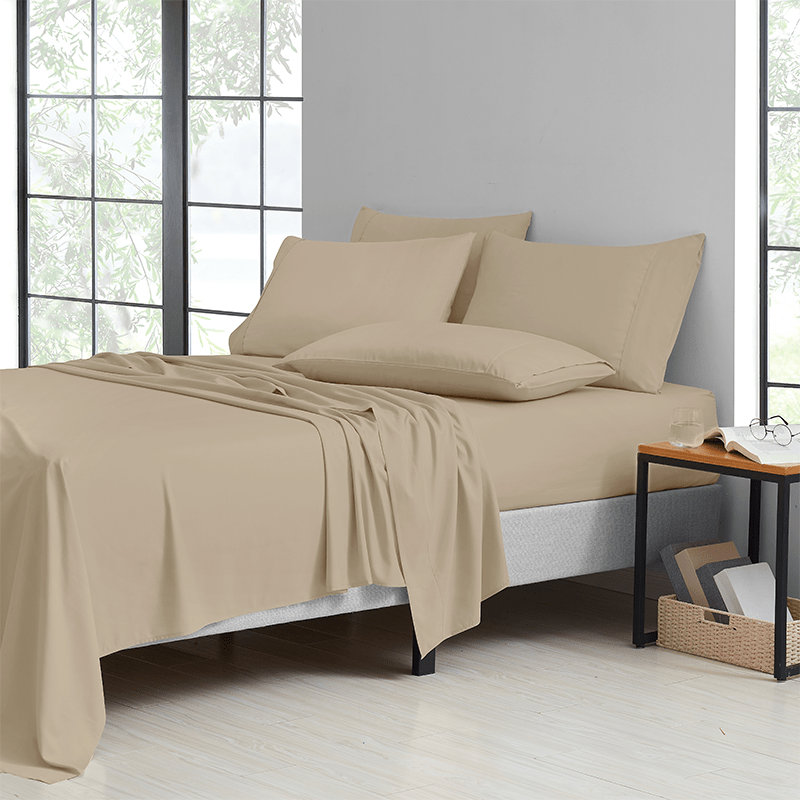 Ensemble de draps de luxe en rayonne de bambou à densité de tissage 2000, 6 pièces, refroidissement, poche profonde de 16 pouces