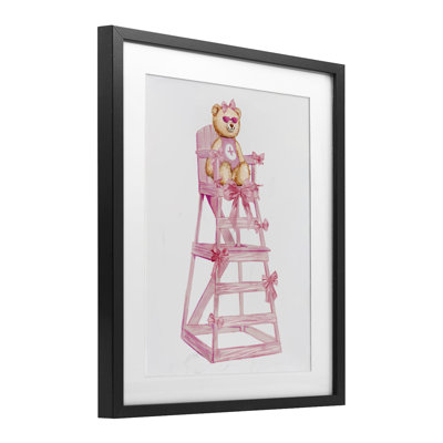 Teddy Bear Life Guard Framed Print Under Glass, design by Ziwei Li