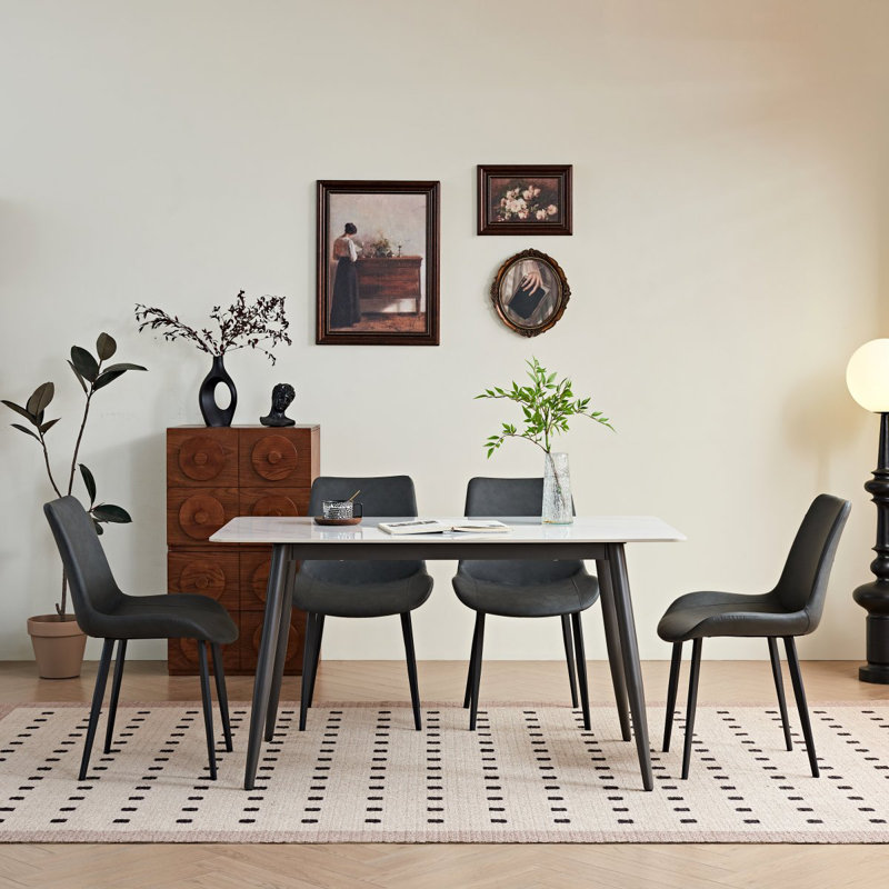 Grande table rectangulaire avec base en métal solide, H 29,4 po x L 55,25 po x l 31,56 po