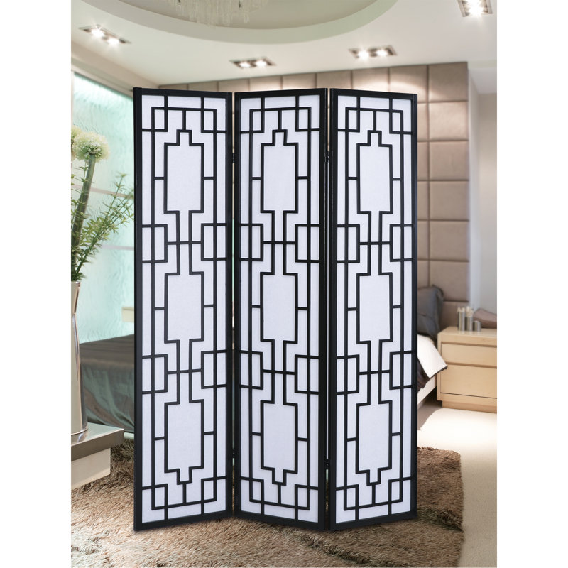 Sudoku 3 Panel Room Divider Screen, Black
