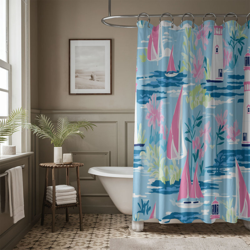 Rideau de douche standard 1 pièce Elegant Lighthouse Views, H 74 po x l 71 po
