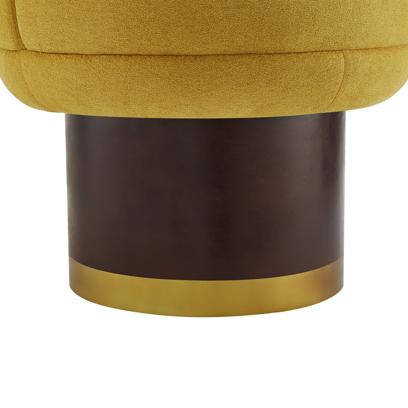 Merrick Modern Chenille 360° Swivel Accent Barrel Chair, Yellow