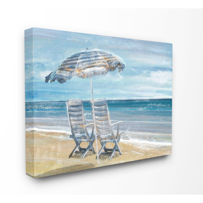 " Beach Lounge Sea Landscape ", Wrapped Canvas, 16" H x 20" W x 1.5" D