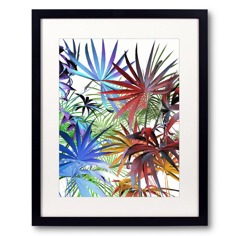 Feuillage tropical par Angel Estevez - peinture, Papier avec cadre noir, H 31,2 po x l 25,2 po