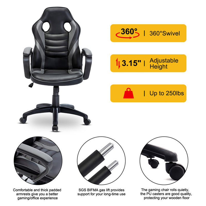 Fauteuil de jeu en cuir, gris
