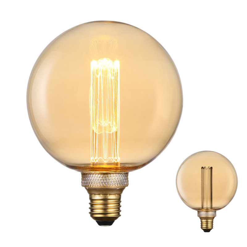 Ampoules à DEL à intensité variable G125 Globe Edison, ampoule décorative à filament vintage, culot moyen E26, ambre, Ambre