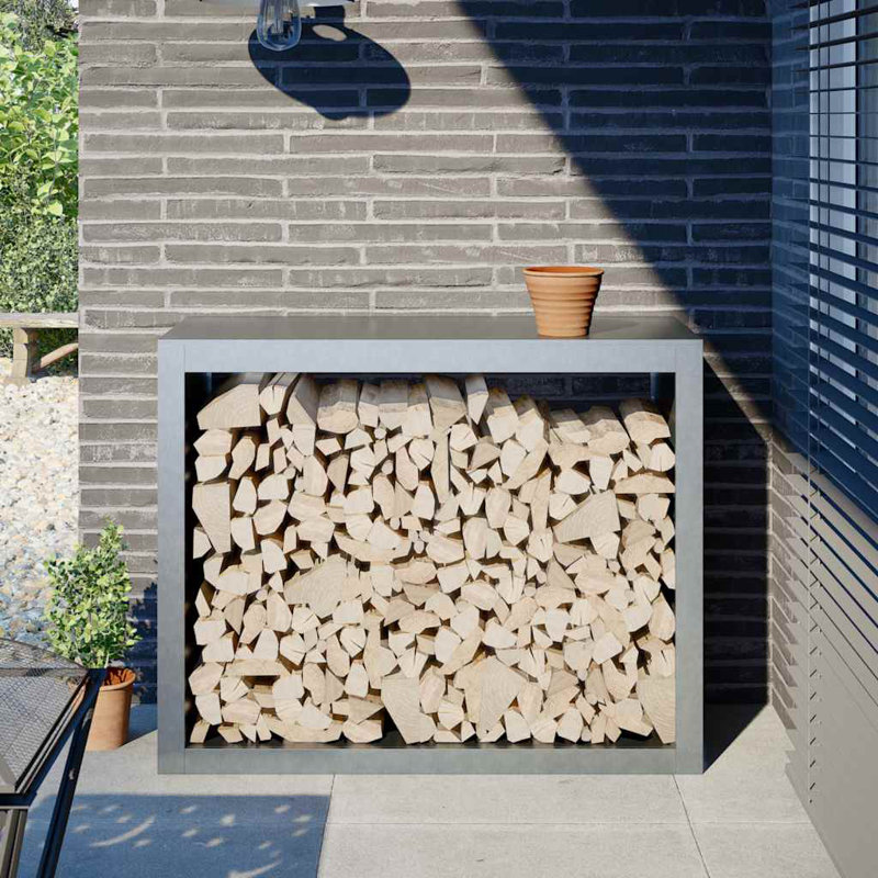 Support à bois de chauffage vidaXL 39,4 x 15,7 x 31,5 po, Gris