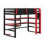 Gaming Loft Bed With Built-In Desk And Storage Shelves, Space-Saving Wooden Bed Frame With LED & Side Race-125193245-125193244