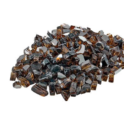 Fire Glass, 20 LBS / 9.0 KG High-Temperature Resistant Fireplace Rocks, 1/2-Inch / 12.7 mm Reflective & Smokeless Firepit Glass Rock, High Luster Stone Landscaping for Fire Pit Table, Copper