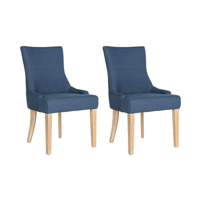 Baumgarten 49.53cm H Upholstered Side Chair, Blue, Light Wood