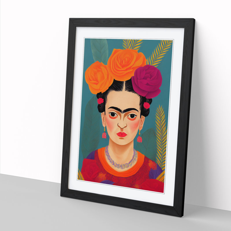 FRM-V0523-1061X Frida Kahlo - Single Picture Frame Print, 64cm H x 46cm W x 2cm D, Black Framed