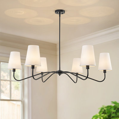 Aldusa 47”w Classic Chandelier With White Linen Shades