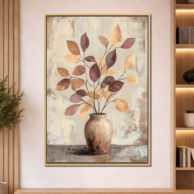 Golden Autumn Branches - Foliage Framed Canvas Wall Art
