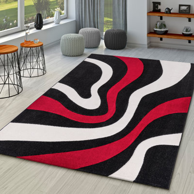 Tapis abstrait rouge / noir Aleya