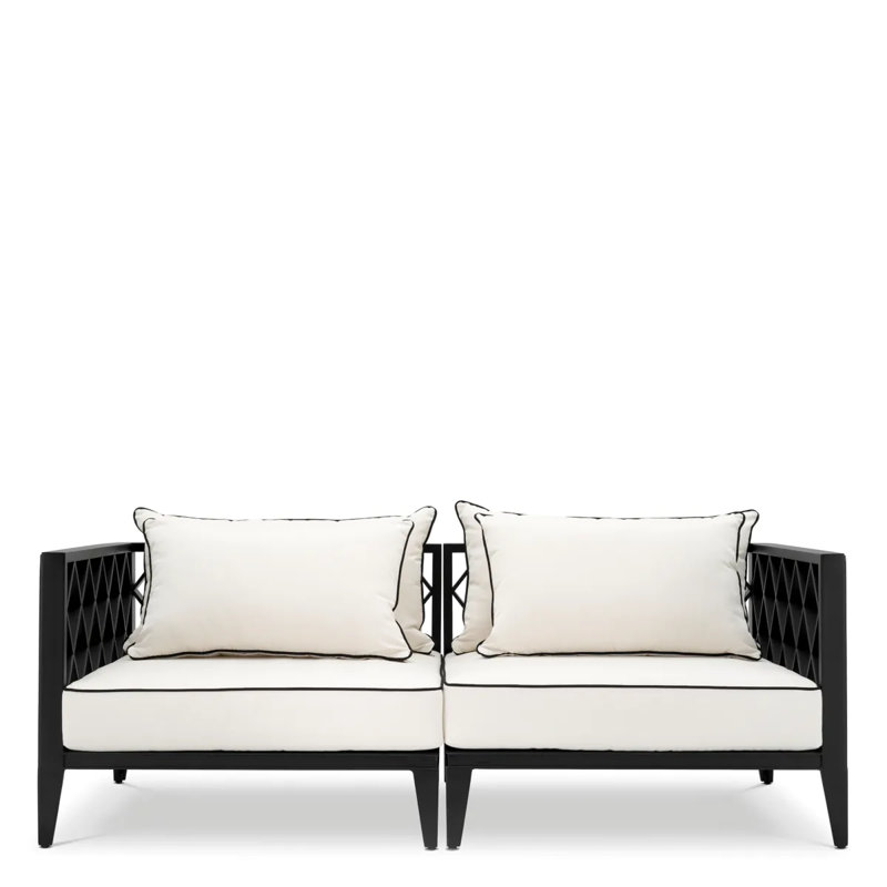 Outdoor 2 - Seat Loveseat, Beige Cushion/Black Frame