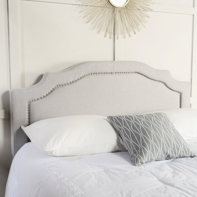 Queen Headboard, Grey Fabric Upholstery, Iron Frame, Adjustable Height, 52.5"X61.39"X3 Within 5 Inches, 52.5" H X 61.39" W 3" D