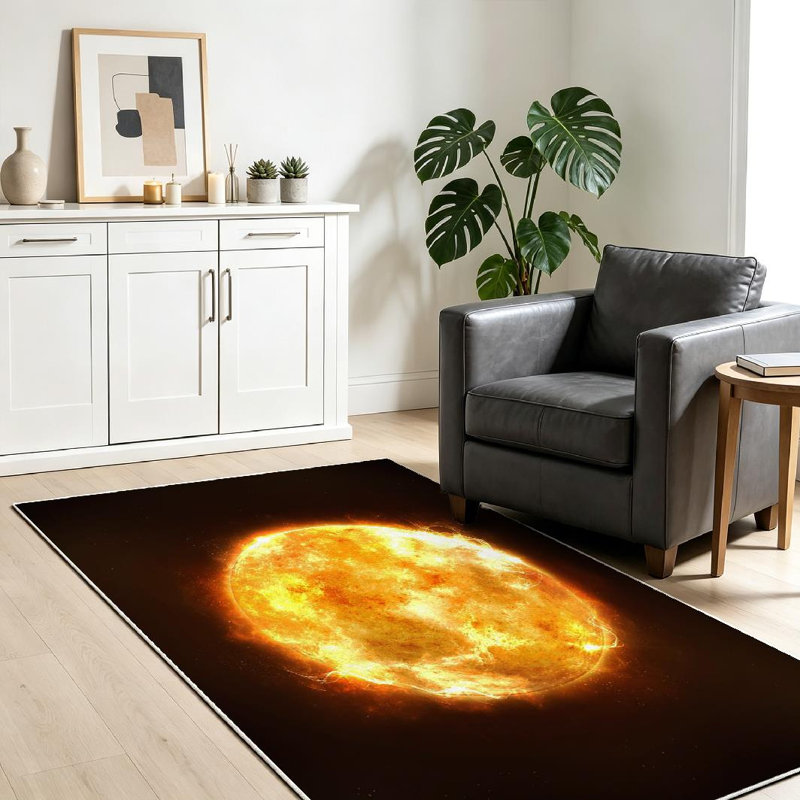 Tapis orange orange lavable à la machine, brillant et chaud, Rectangle 39 po x 63 po