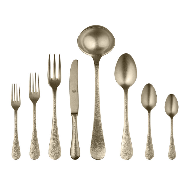 Epoque Pewter Flatware Set - 43 Pieces - Champagne, Pewter Champagne