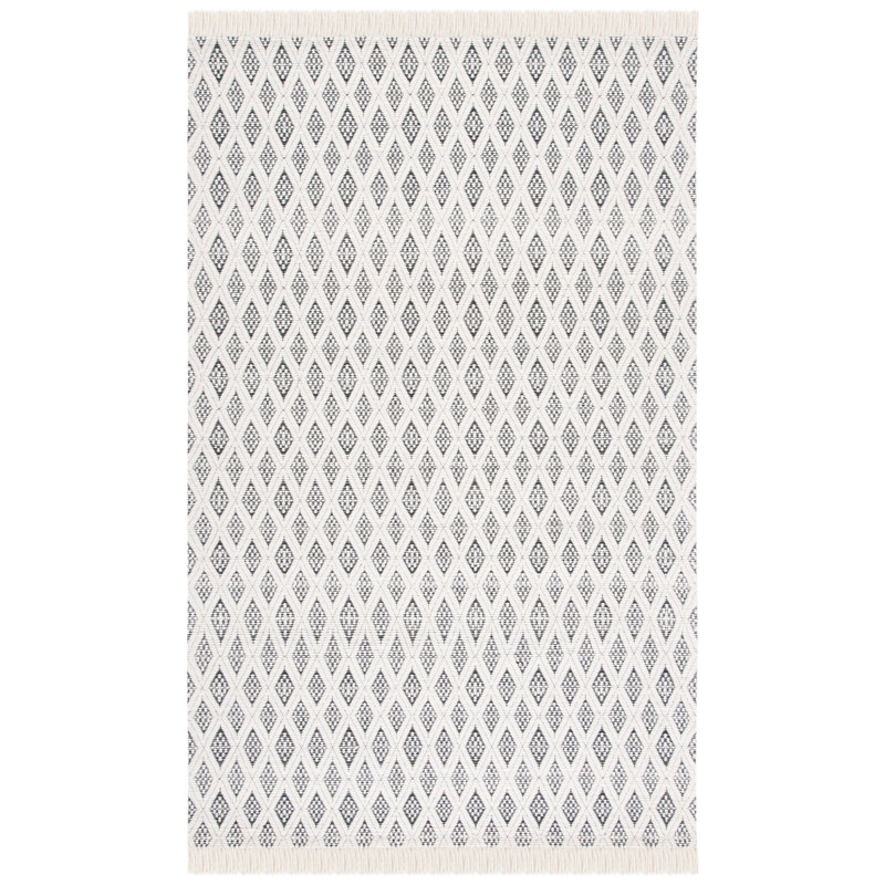 Jacarie Hand Woven Wool And Cotton With Latex Geometric Rug, Rectangle 3' x 5'
