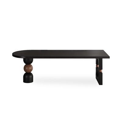 Black + Nut-brown Half-circle Solid Wood desk