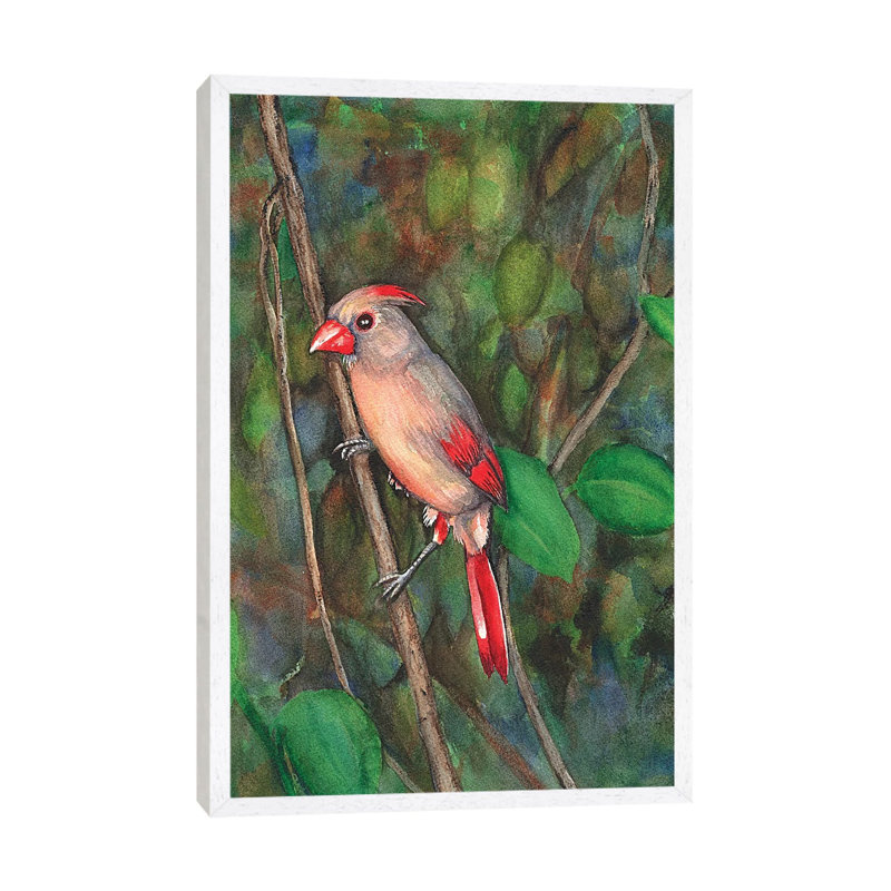 Mrs Cardinal by Christine Reichow - Print on Canvas, 101.6 cm H x 66.04 cm W, White Framed