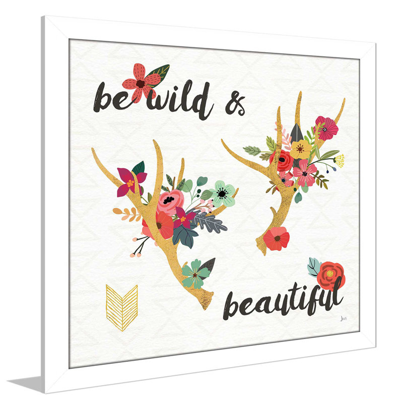 « boho beauté i », art textuel sur toile encadrée, H 21,5 po x l 21,5 po x P 0,75 po, Cadre blanc