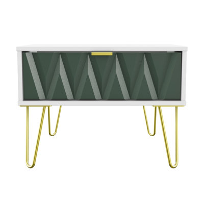 Fully Assembled Diamond - Gold Hairpin (F) 1 Drawer Side Table
