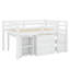 Lit mezzanine à profil bas avec armoires, tablettes et bureau portatif-980888710
