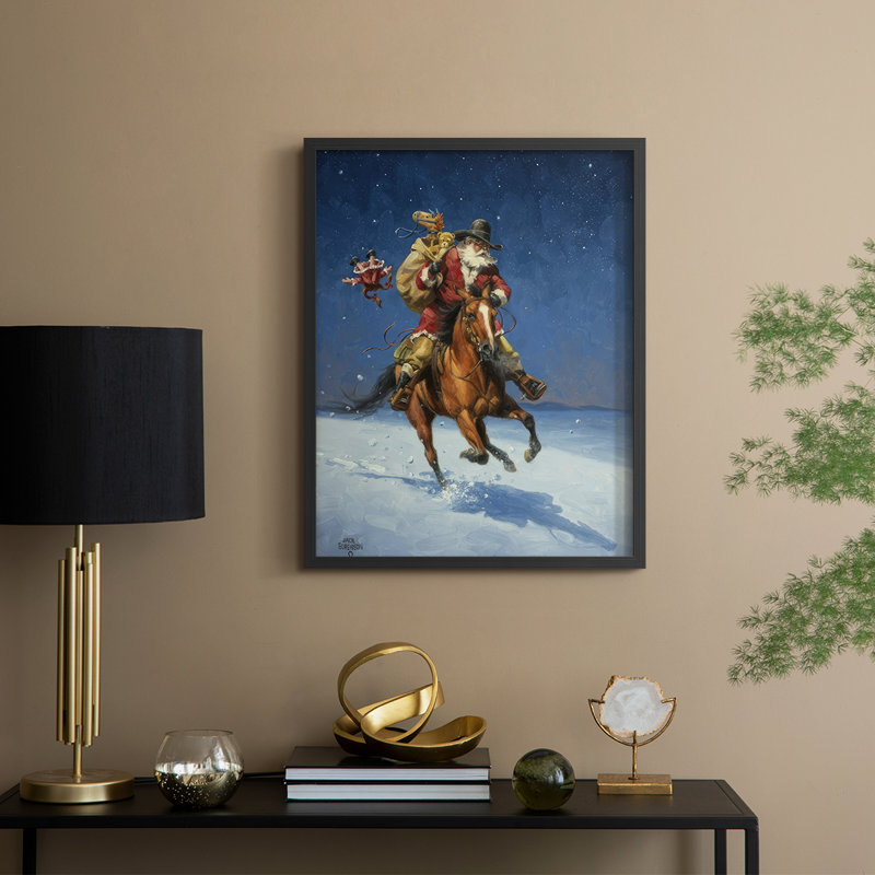 «Midnight Rider», reproduction encadrée - bois massif, Noir, noir, noir, noir, H 11 po x l 9 po