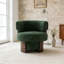 Fauteuil demi-tonneau rotatif moderne courbé et sculptural-498394034