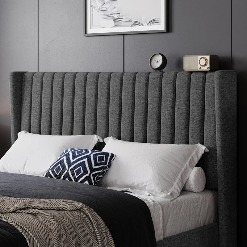 Upholstered Panel Bed, Queen, Black