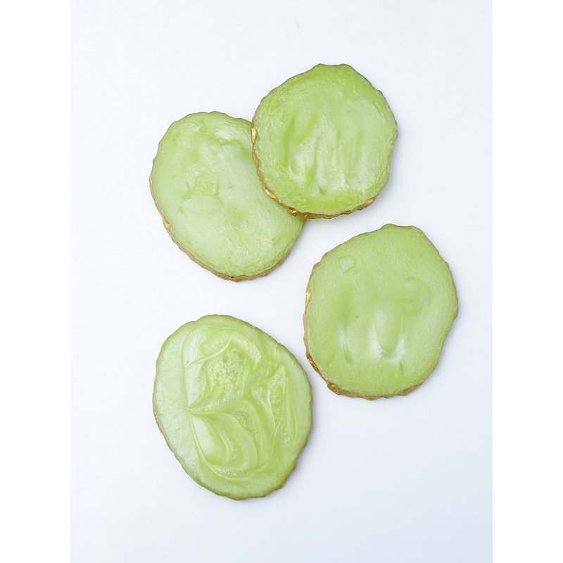 Ensemble de 4 sous-verres en résine jaune, Vert