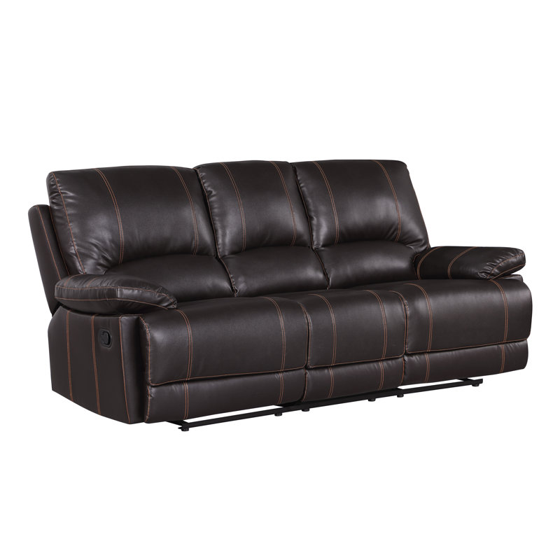 Trower 89'' Faux Leather Reclining Sofa, Brown Faux Leather