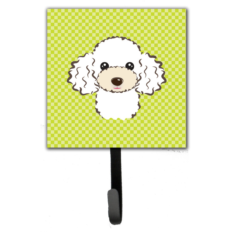 Porte-caniche en damier et crochet mural, Vert / beige / blanc