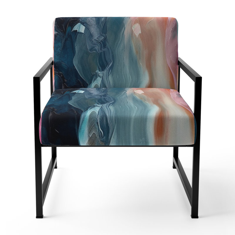 Fauteuil d'appoint bleu et rose Spatula Abstract, Noir