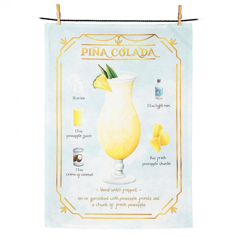 Pina Colada Recipe Tea Towel
