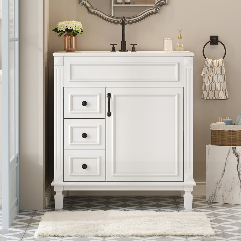 Meuble-lavabo 30 po avec lavabo en céramique, Blanc